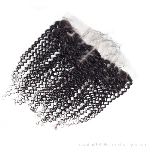 Free sample 30 inch human hair ear to ear 13x6 curly closure deep wave 3 bundles with lace frontals